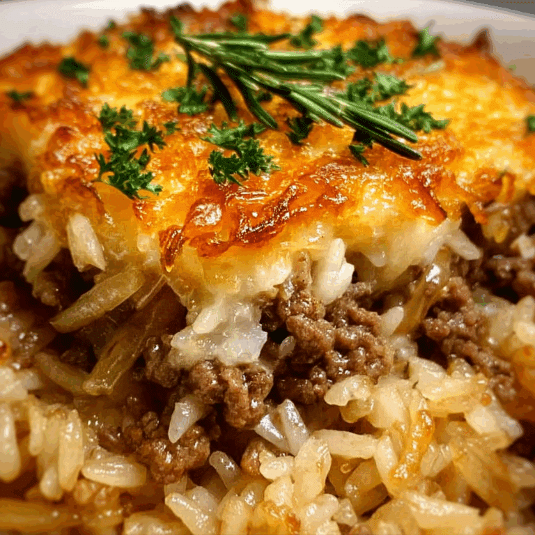 French Onion Ground Beef and Rice Casserole