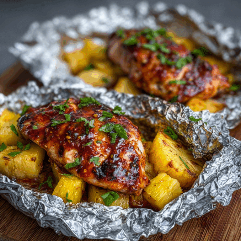 Hawaiian BBQ Chicken and Pineapple Foil Packets