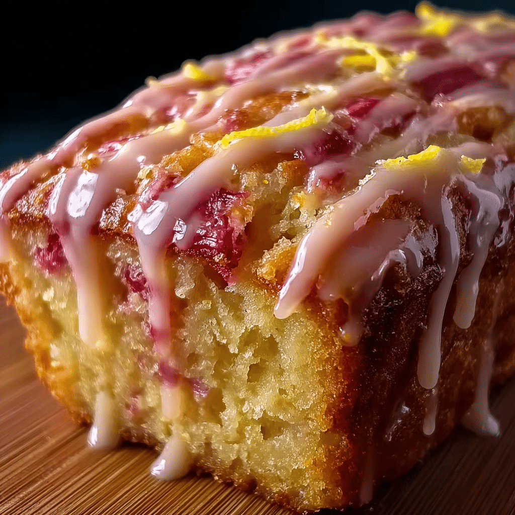 Lemon Rhubarb Loaf with Glaze