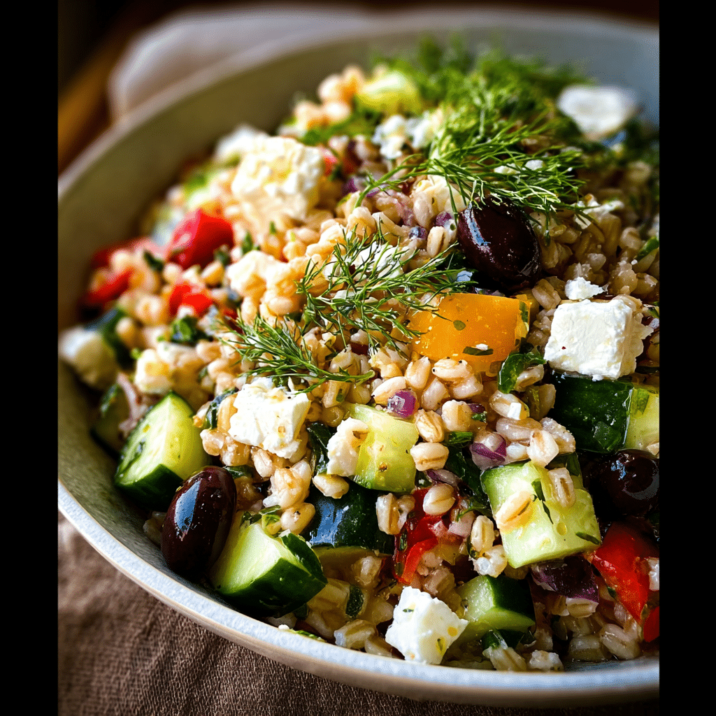 Farro Greek Salad with Feta and Dill