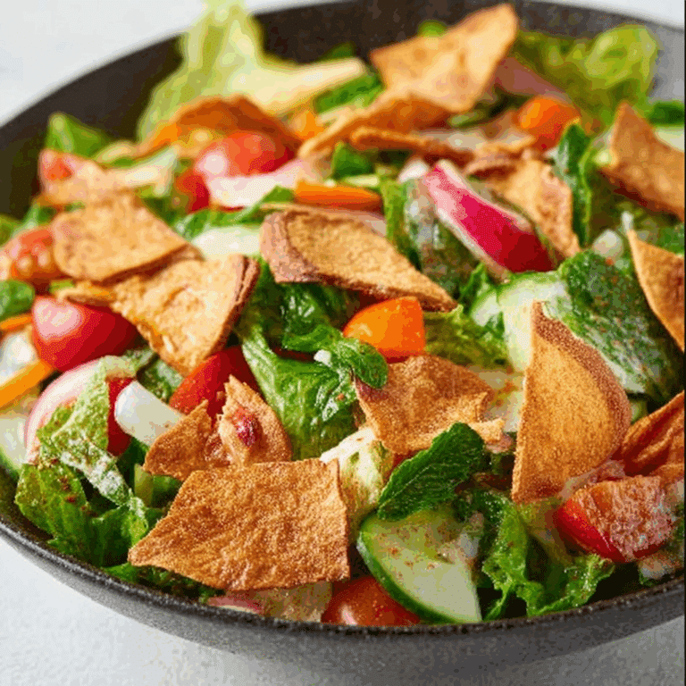 Lebanese Fattoush Salad with Crispy Pita Chips
