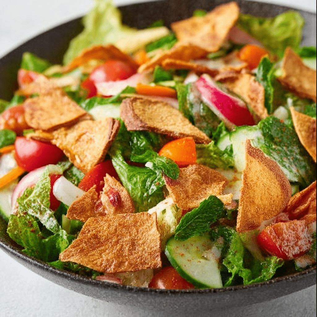 Lebanese Fattoush Salad with Crispy Pita Chips