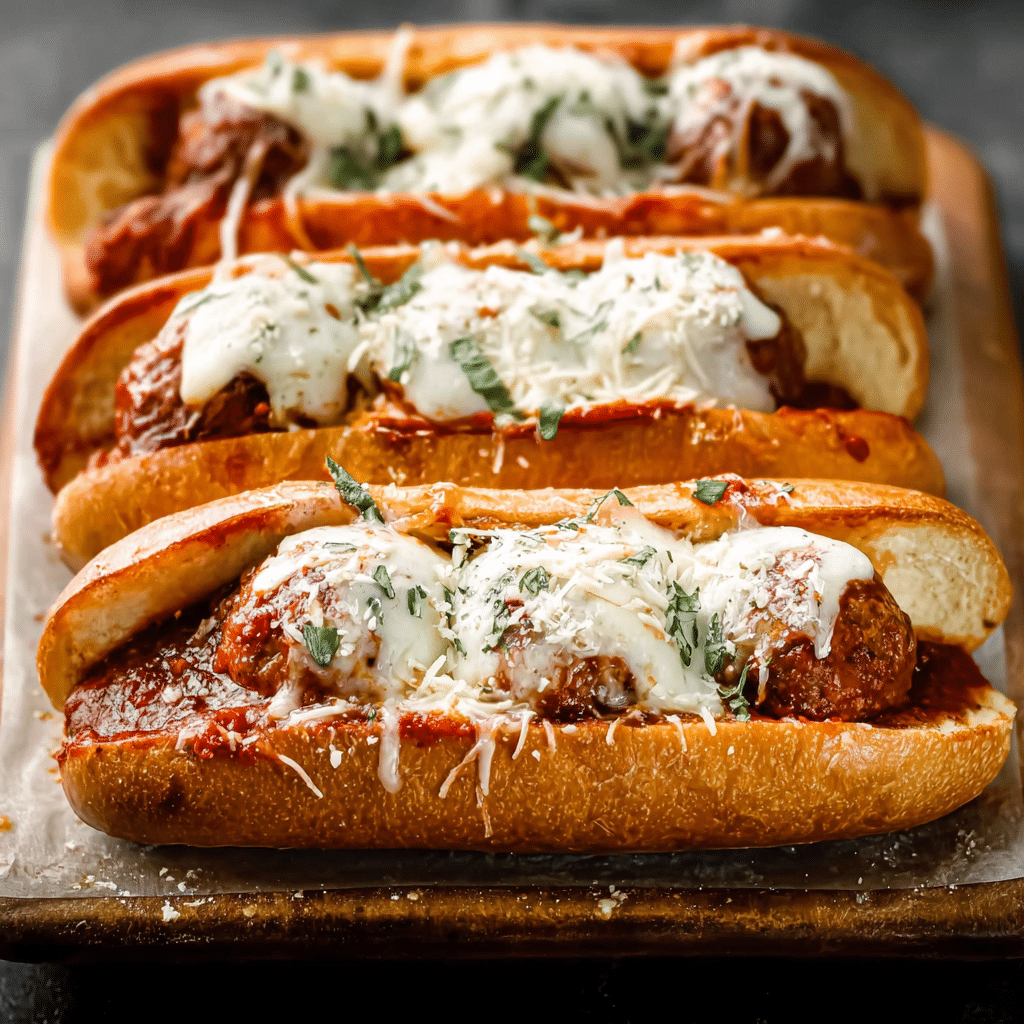 Meatball Subs with Cheese and Garlic Butter