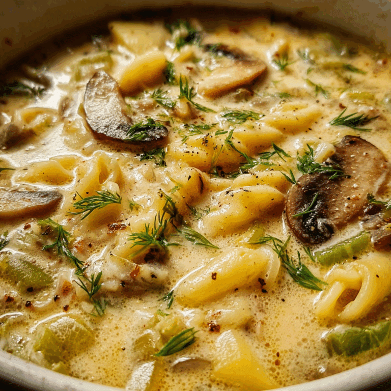 Creamy Celery, Potato & Mushroom Soup with Pasta