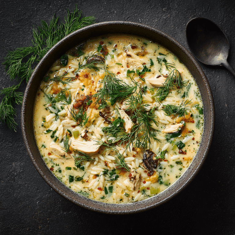 Creamy Chicken and Orzo Soup with Fresh Dill
