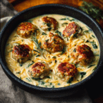 Creamy Chicken Meatball and Orzo Soup