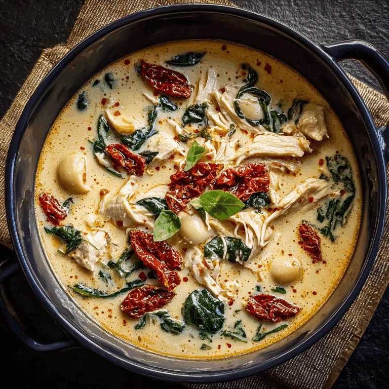 Creamy Chicken & Spinach Soup with Sun-Dried Tomatoes