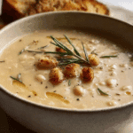 Creamy Rosemary & Roasted Garlic White Bean Soup