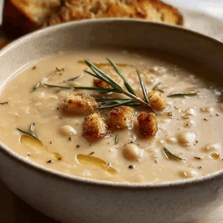 Creamy Rosemary & Roasted Garlic White Bean Soup