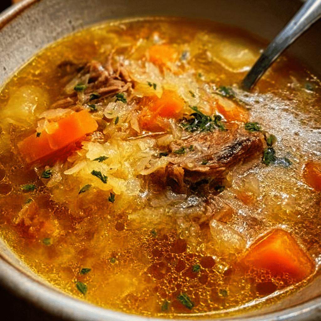 Hearty Sauerkraut and Rib Soup