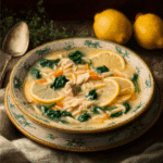 Lemon Chicken Orzo Soup with Spinach
