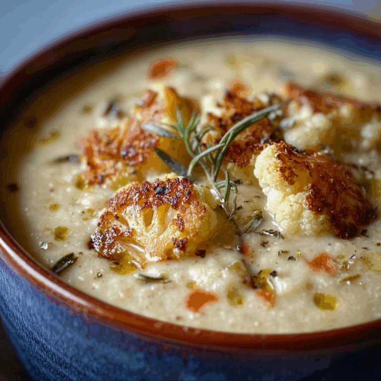 Roasted Garlic Cheddar Cauliflower Soup
