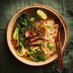 Spiced Steak Noodle Soup with Pickled Greens