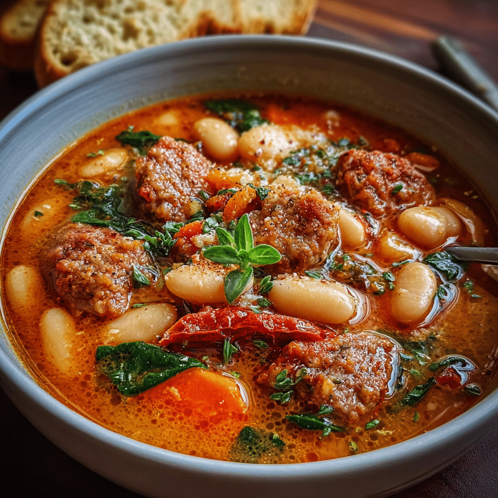 Spicy Italian Sausage and Cannellini Bean Soup