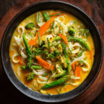 Thai Vegetable Noodle Soup with Coconut Curry Broth