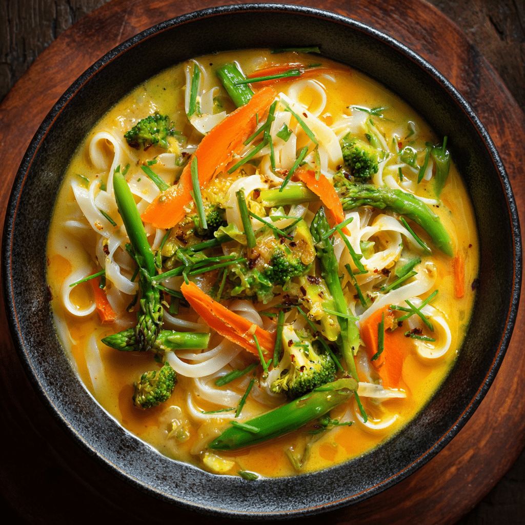 Thai Vegetable Noodle Soup with Coconut Curry Broth