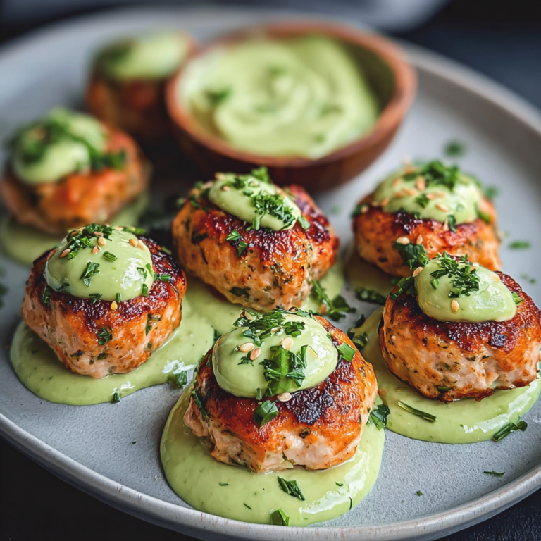 Baked Salmon Meatballs with Creamy Avocado Sauce