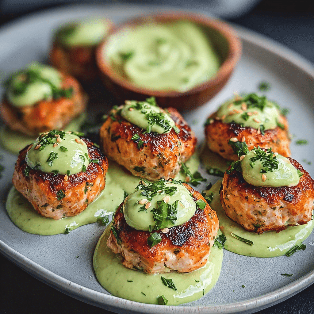Baked Salmon Meatballs with Creamy Avocado Sauce