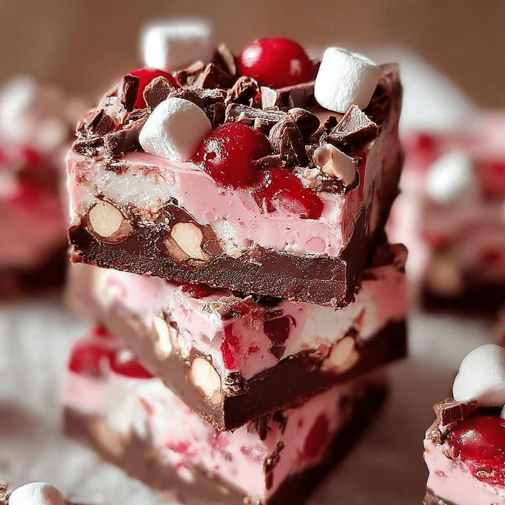 Cherry Marshmallow Fudge Bars