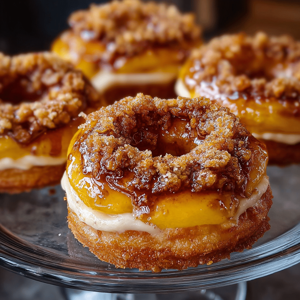 Classic Peach Cobbler Cheesecake Donuts