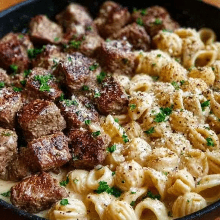Garlic Butter Steak Bites & Parmesan Alfredo Shells – A Flavorful Feast!