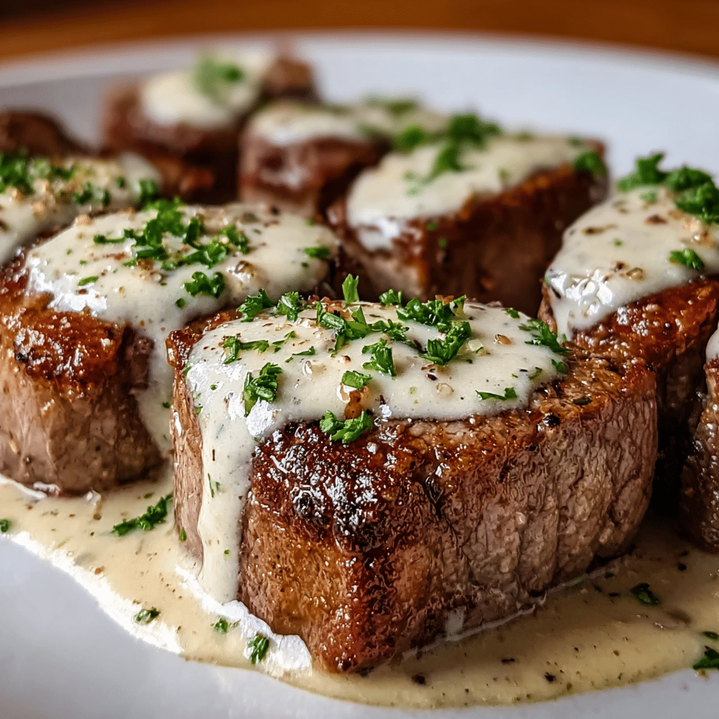 Garlic Butter Steak with Parmesan Cream Sauce