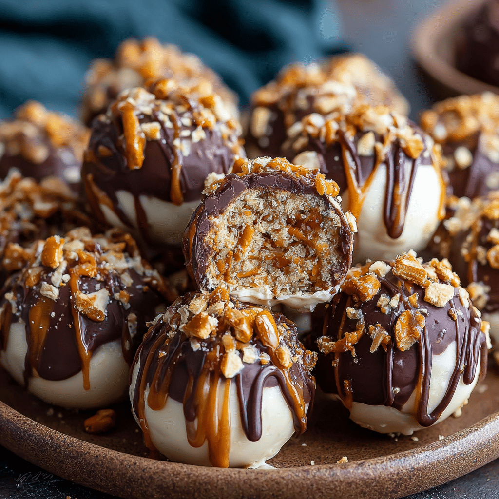 Salted Caramel Pretzel Cheesecake Balls