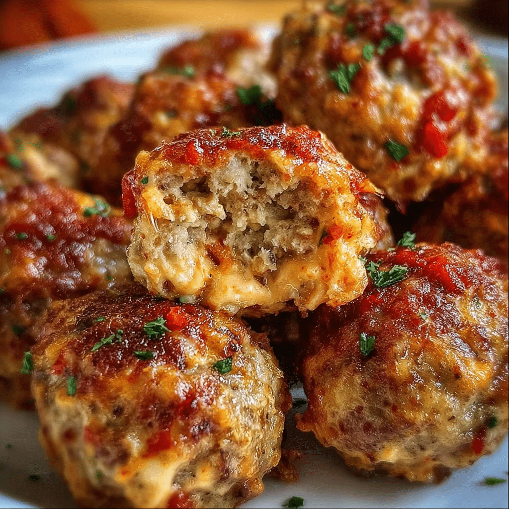 Spicy Rotel Cream Cheese Sausage Balls