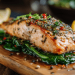 Baked Salmon With Spinach