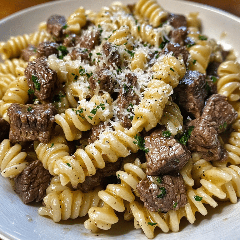 Beef and Rotini in Garlic Parmesan Sauce