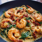 Creamy Sun-Dried Tomato Shrimp with Spinach Pasta