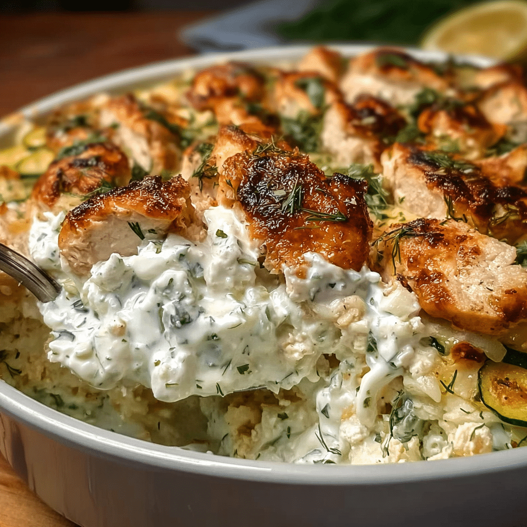 Dump-and-Bake Chicken Tzatziki Casserole