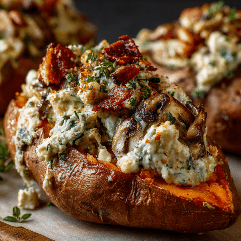 Irresistible Creamy Mushroom Stuffed Sweet Potatoes Recipe