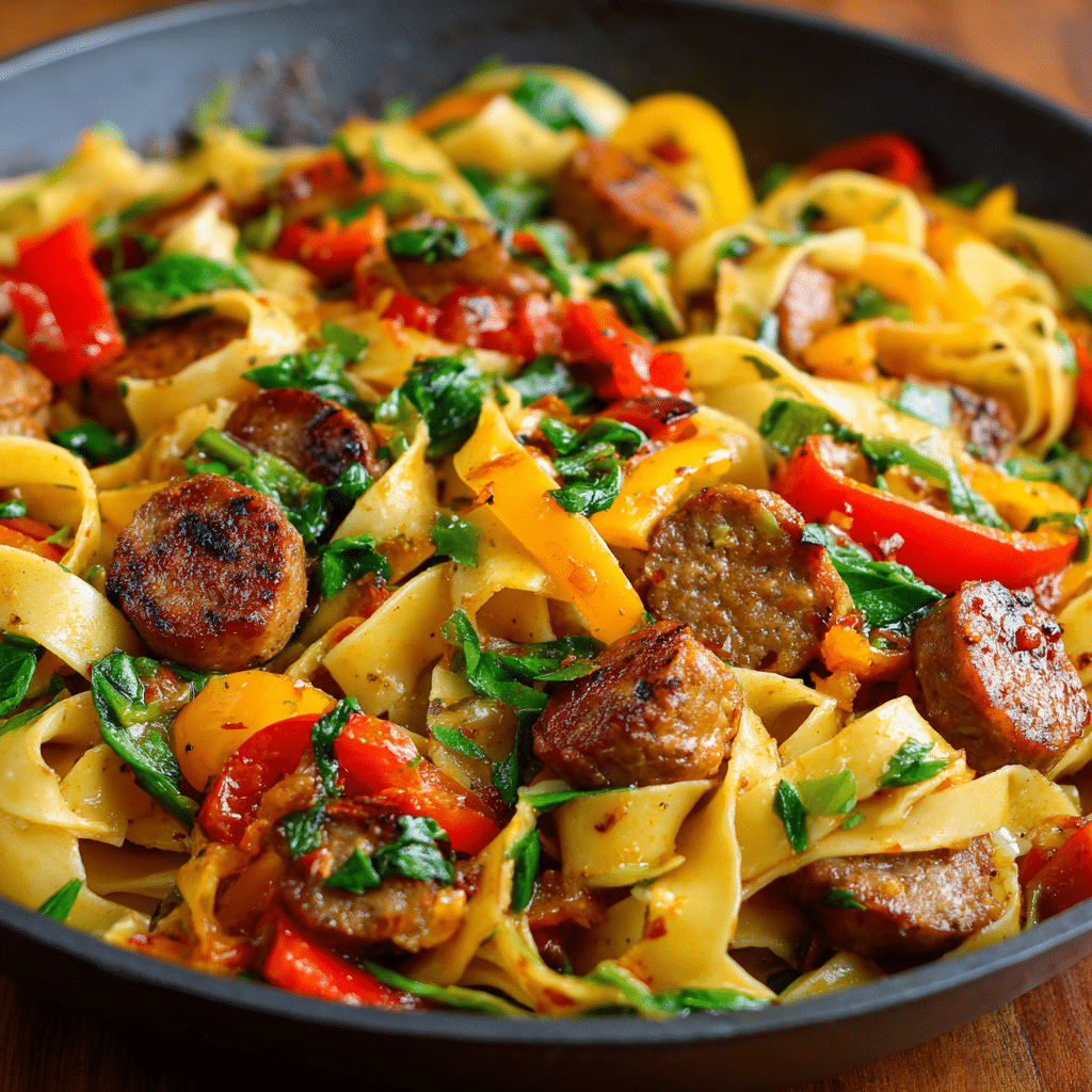 Italian Drunken Noodles with Sausage & Peppers