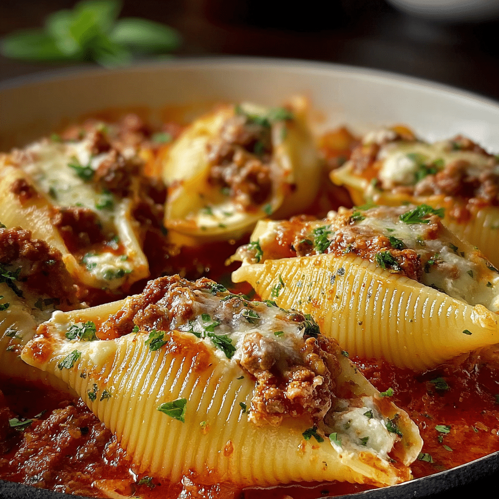 Beef-Stuffed Shells with Creamy Ricotta