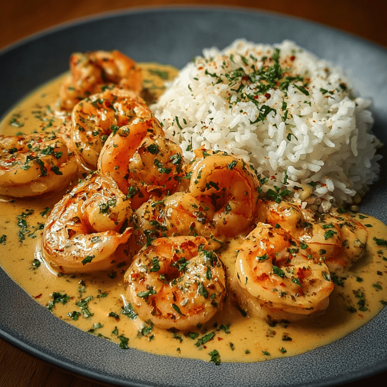 Creamy Garlic Shrimp with Rice