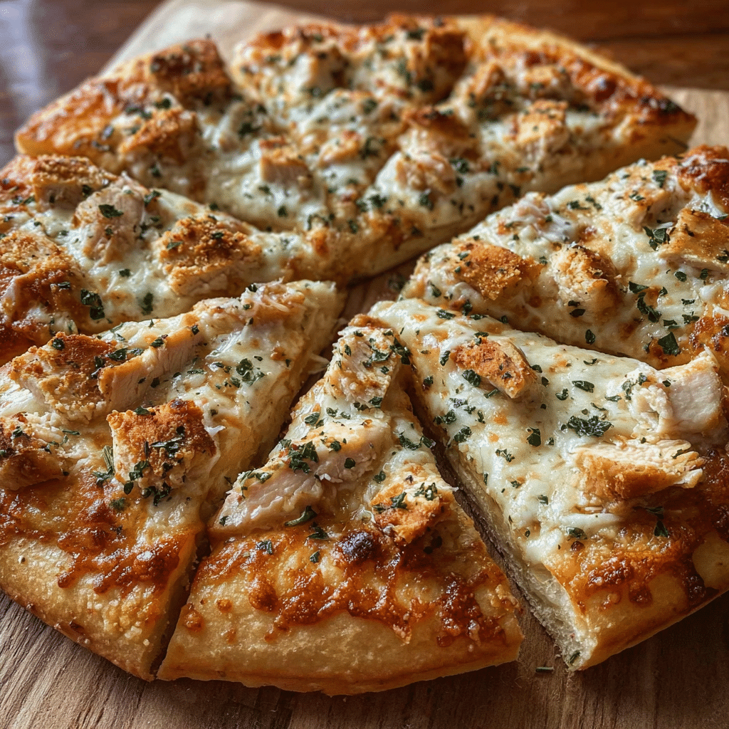 Homemade Garlic Chicken White Pizza
