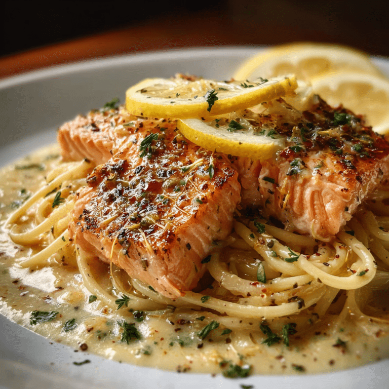 Salmon Spaghetti with Lemon Garlic Sauce Recipe