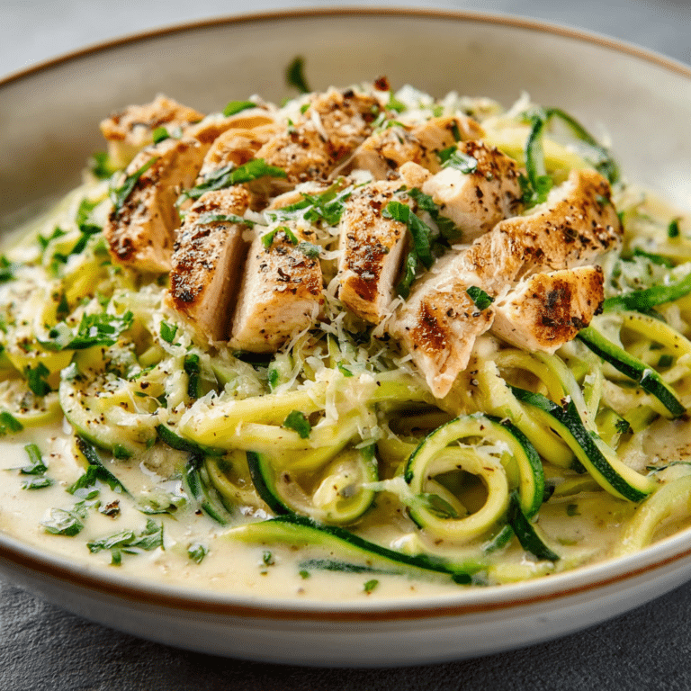 Protein & Veggie Packed Zucchini Noodle Chicken Alfredo