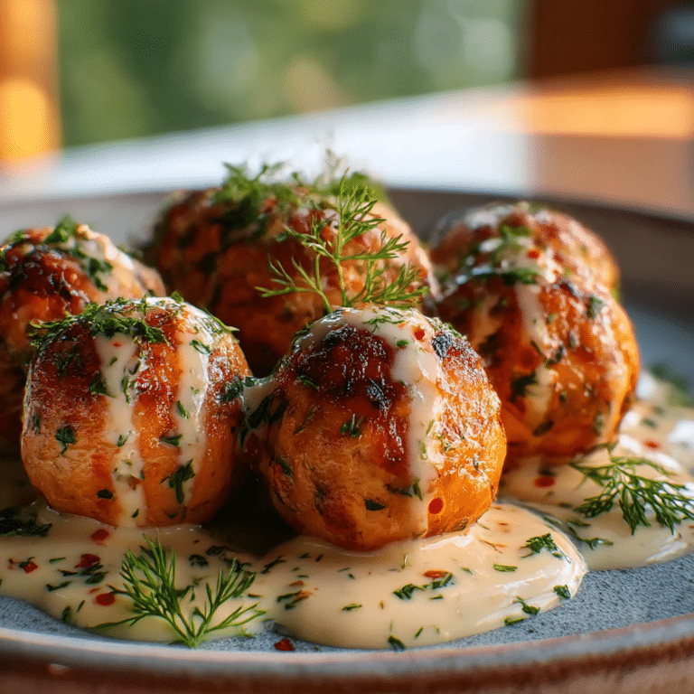 Sweet Chili Salmon Balls with Creamy Garlic Sauce