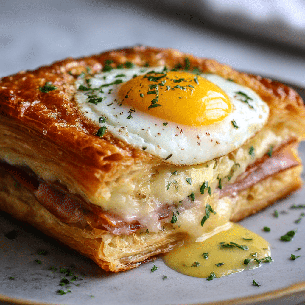 Cheesy Puff Pastry Croque Madame