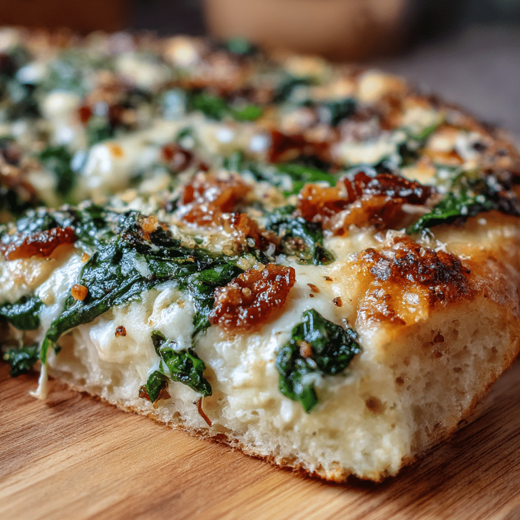 Greek Roasted Garlic Spinach White Pizza