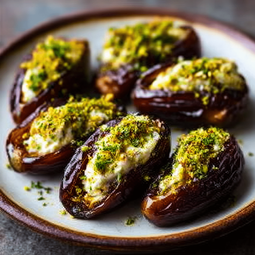 Honey Pistachio Ricotta Stuffed Dates