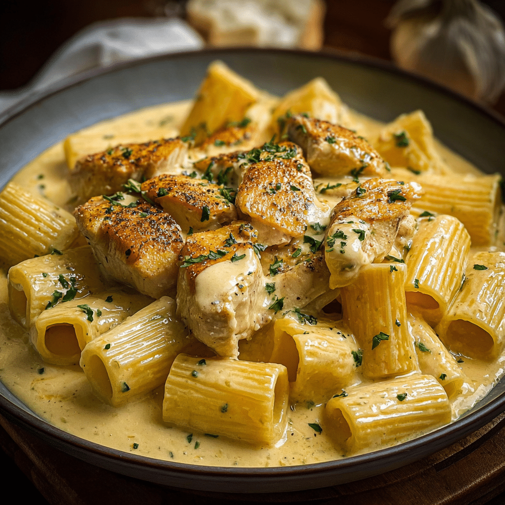 Creamy Garlic Butter Chicken and Rigatoni